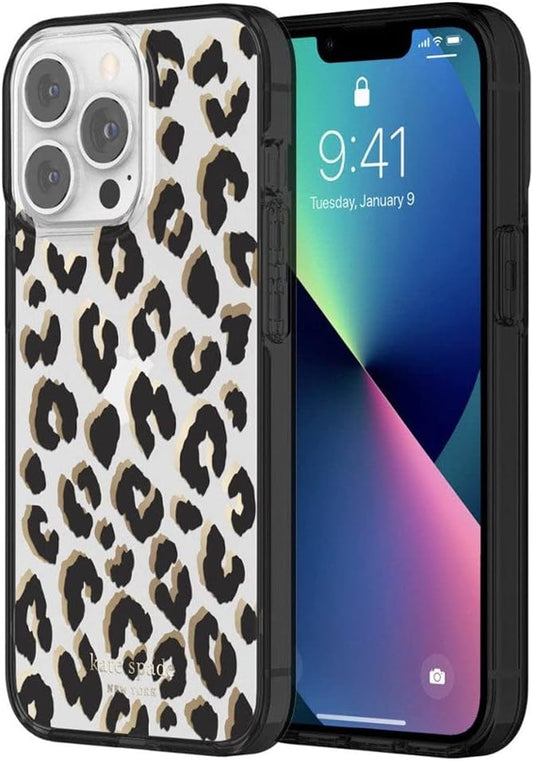 Kate Spade New York iPhone 13 Pro Max Protective Hardshell, City Leopard Black/G