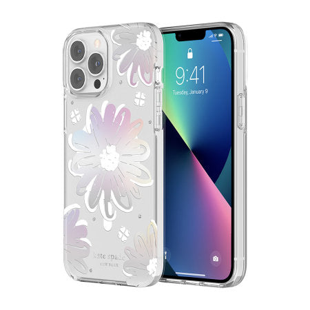 Kate Spade New York iPhone 13 Pro Max Protective Hardshell Case for MagSafe, Daisy Iridescent F